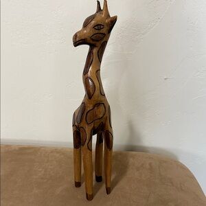 Handcrafted Wooden Giraffe Sculpture